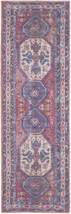2&#39; X 6&#39; Red And Navy Oriental Power Loom Distressed Washable Runner Rug - £51.52 GBP