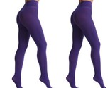 X 2 Deep Purple Opaque Footed Tights Nylons Pantyhose One Size Regular - $12.82