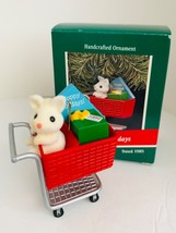 1989 Hallmark Hoppy Holidays Keepsake Christmas Ornament. New, Bunny in cart - £9.32 GBP