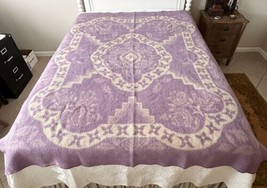 Vintage Wool Blanket 64x78 Lovely Dark Lilac Reversible - £114.06 GBP