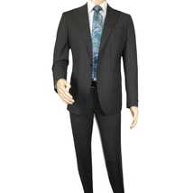 Men Suit BERLUSCONI Italian Wool 180's Pin Stripe One Button Peak UGS95-4 Black image 5