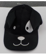 Baseball Cap Dog One Size Black Hat Ears White Face Adjustable Hook &amp; Lo... - £7.88 GBP