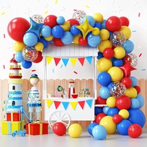 Carnival Circus Balloon Garland Arch Kit, 120Pcs Red Blue Yellow Primary Color B - £18.17 GBP