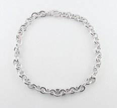 Judith Ripka Sterling Silver Rolo Chain Link Necklace 17&quot; Great Condition - £492.97 GBP