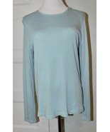 EXC! Eileen Fisher Sz S Round Neck Tunic Top Blue Steel Lightwght Cotton... - $18.80