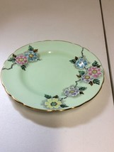 Vintage Tuscan 7&quot; Dessert Plate English Fine Bone China - Green Gold Trim Floral - £12.13 GBP