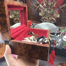 Red velvet Lined Thuya wooden jewelry box, thuya wood wedding gift box for her - £134.56 GBP