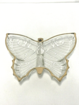 Glass Butterfly Dish with Gold Rim Accent - Vintage - Ring or Trinket Dish - £10.35 GBP