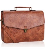 ESTARER Brown Vegan Leather Briefcase, 15.6” Laptop Satchel Bag - $799.32 MXN