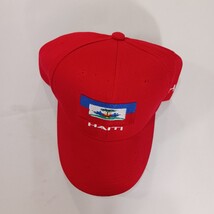 Haiti Flag Men's Back Strap Red Cotton Blend Baseball Cap Hat image 9
