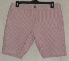 Excellent Womens Ann Taylor Loft Dusty Rose Stripe Seersucker Shorts Size 12 - £19.82 GBP