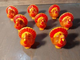 Vintage Rare Thanksgiving Turkeys Plastic Molded Candle Holders Name Pla... - $69.90