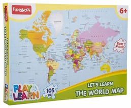 Funskool Play &amp; Learn World Map Puzzle Game For Kids Age 6+ FREE SHIP - £58.24 GBP