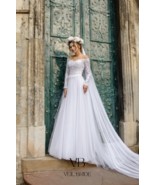 Dotted wedding white veil 1 single tier raw cut edge 250 cm (98&#39;&#39; ) - €55,15 EUR