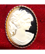 Stunning black and white celluloid brooch - $59.71 CAD