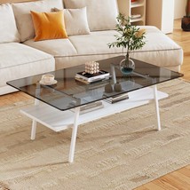 Modern Gray Glass Rectangle Coffee Table - $144.99