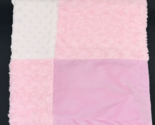 Baby Essentials Patchwork Baby Blanket Minky Plush Pink White - $9.99