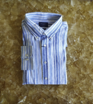 Hackett London Slim Fit Linen Striped Shirt Size Xxl Worldwide Shipping - £69.66 GBP