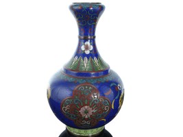 Antique Chinese Cloisonne Bottle Form Vase with Foo lions - £194.85 GBP