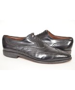 Allen Edmonds 12 B Lloyd Black Black Leather Wing Tip Lace Up Dress Shoes - £31.87 GBP