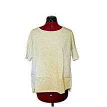 Daily Ritual T Shirt Gray Women Short Sleeves Hi Low Hem Size Large Side Split - £11.08 GBP