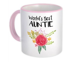 World&#39;s Best Auntie : Gift Mug Family Cute Flower Christmas Birthday - £12.68 GBP