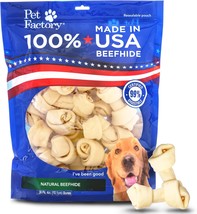 100% Made In Usa Beefhide 4 Knotted Bones Dog Chew Treats - Natural Flavor, 24 - $35.99