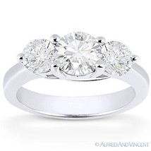 Forever Brilliant Round Cut Moissanite 3-Stone Engagement Ring in 14k White Gold - £726.57 GBP+