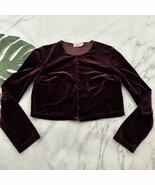 CDC Womens Vintage Y2k Velevet Cropped Cardigan Sweater Size 4 Burgundy Red - $39.25 CAD