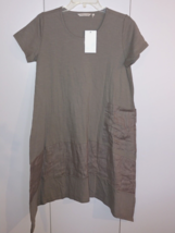 Soft Surroundings Ladies Ss Army Green Loose DRESS-PM-NWT-POINTELLE SIDES-CUTE - £23.29 GBP
