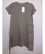 SOFT SURROUNDINGS LADIES SS ARMY GREEN LOOSE DRESS-PM-NWT-POINTELLE SIDE... - $40.22 CAD