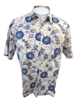 Oscar De La Renta Men Hawaiian abstract shirt p2p 24&quot; L camp luau vintag... - £21.64 GBP
