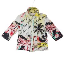 ONQUE CASUALS Women&#39;s Full Zip Jacket Tropical Art Rhinestone Stud Sz Sm... - $24.19