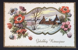 Vtg Dutch Greeting Card Happy New Year Posted 1955 Ruinerwold Netherlands - £9.59 GBP
