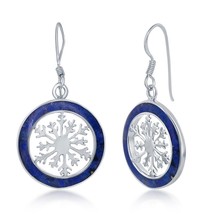 Sterling Silver Snowflake Round Earrings - Lapis - £68.53 GBP