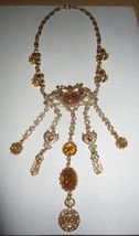 Vintage Egyptian / stone  necklace signed lupe - $137.75
