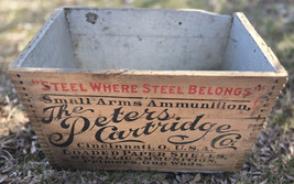 Vintage The Peters Cartridge Co. Wood Crate Small Arms Ammunition 12 Ga - £108.34 GBP