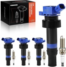 (Blue) Set of 4 Ignition Coil Pack and Iridium Spark Plugs Compatible w/ Kia APM - £79.99 GBP