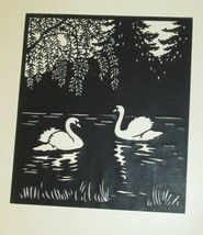 Carved Print Swans On Pond - £36.90 GBP