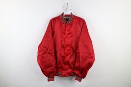 Vintage 80s Mens Large Missouri Bar and Grille Lined Satin Bomber Jacket Red USA - £46.35 GBP