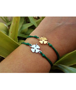 Four leaf clover Adjustable string lucky Friendship bracelet Lucky charm... - £5.80 GBP