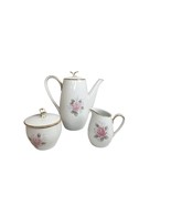 Vintage Rosenthal Teapot Creamer &amp; Sugar Bowl Set With Pink Roses &amp; Gold... - $116.67