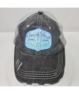 Vintage Beach Hair Don&#39;t Care Distressed Hat Cap w/ Embroidery One Size - $26.82 CAD