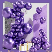 Metallic Purple Balloon Garland Arch Kit 100 Pack 18/12/10/5 Inch Latex Party Ba - £15.97 GBP