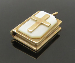 14K GOLD - Vintage Mother Of Pearl Holy Bible Locket Pendant (OPENS) - G... - $256.65
