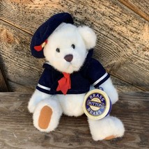 Vtg 1996 Pickford Taylor Brass Button Plush 8&quot; White Sailor Teddy Bear Tags Toy - £7.74 GBP