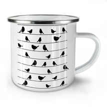 Lines Bird Cute Animal NEW Enamel Tea Mug 10 oz | Wellcoda - £20.18 GBP
