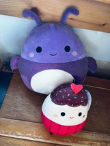 Lot of KellyToy Squishmallows Purple Plush AXEL Insect & ELPHA Pink Cupcake Stuf - £9.02 GBP