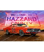 Welcome To Hazzard County Original Art Print / Dodge Charger / TV Show C... - $31.10+