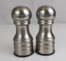 Vintage Stainless Steel Pepper Mill Look Salt &amp; Pepper Shakers 4.5&quot; Tall - £7.72 GBP